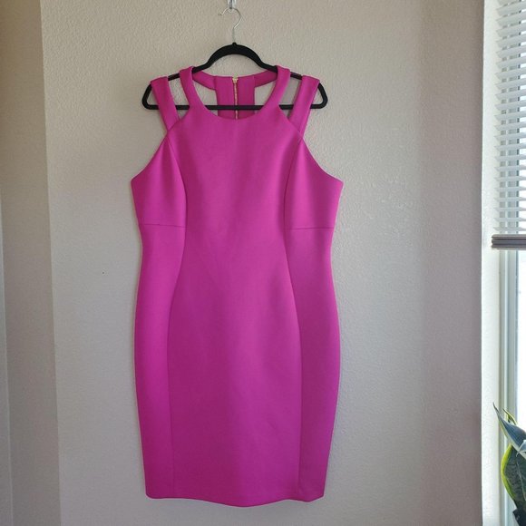 CALVIN KLEIN PLUS SIZE BACK ZIP DRESS 16 PINK - Picture 5 of 11